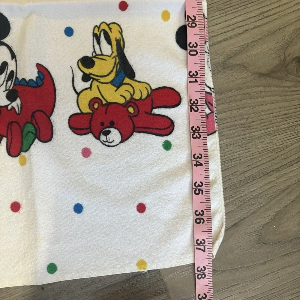 Vtg Disney Baby Receiving Blanket Mickey Minnie Donald Pluto Flannel Polka Dots
